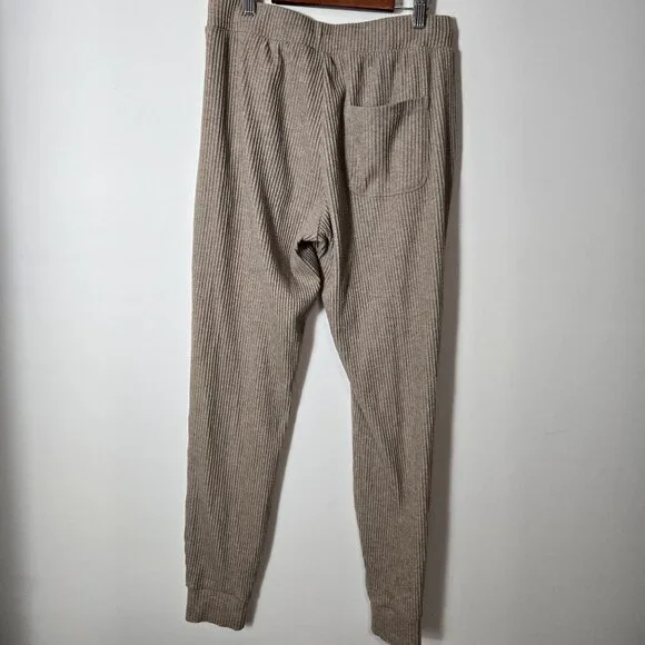 Alo Yoga Size M Muse Ribbed Knit Jogger Sweatpants Lounge Taupe - Picture 7 of 10